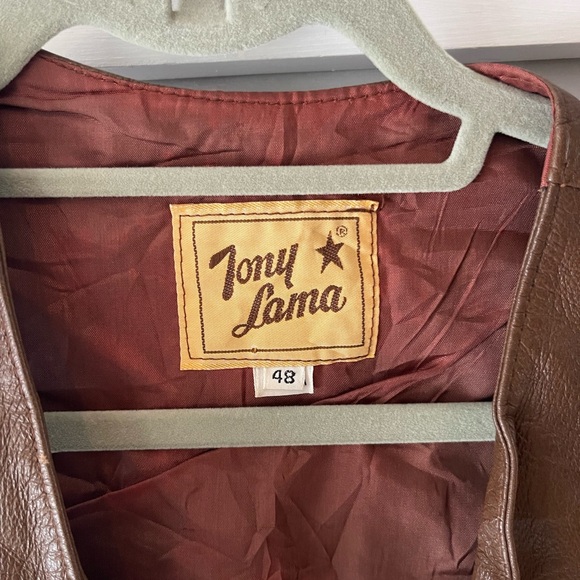 Vintage Leather Tony Lama Cowboy Vest - Picture 2 of 4